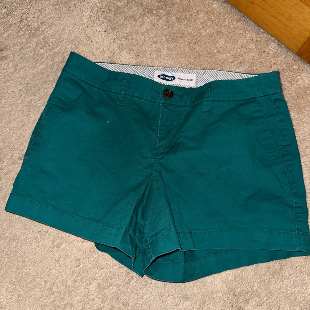 Old Navy Green Bermuda Shorts Cotton Blend Relaxed Fit